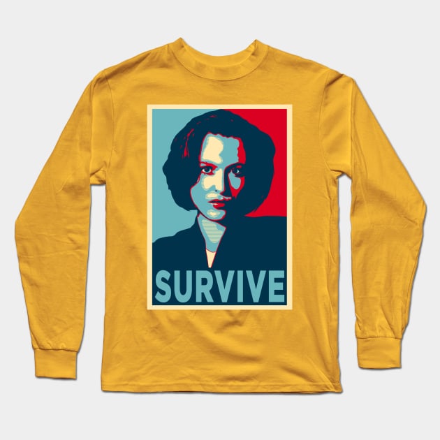 DANA SCULLY SURVIVE Long Sleeve T-Shirt by Theo_P